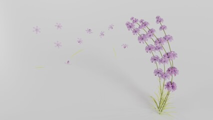 3d rendering 3d image of a bouquet of lavender on a white background