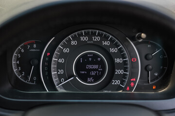 car​ instrument panel, car​ speed motor of​ night, car​ dashboard​ modern​ automobile control​illuminated panel​ speed display.