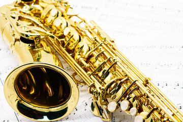 Obraz premium saxofón, instrumentos musical.