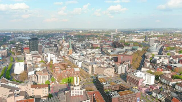 Dortmund: Aerial view of city in Germany, center of city with mixture of historic and modern architecture - landscape panorama of Europe from above