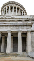 General Grant National Memorial at Riverside Park, Harlem, New York City, low angle view, during winter day with overcast, vertical