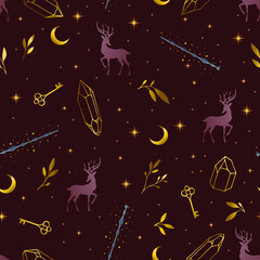 Naklejka premium Magic seamless pattern. Contemporary composition. Trendy texture for print, textile, packaging.