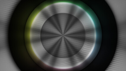 Steel Metal Glow Holographic  Circles In Center Dark Abstract Digital Motion Background 