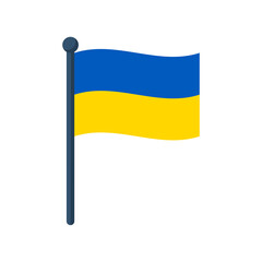 Ukrainian flag. Independent country. Two colors flag, blue and yellow. Two colors, symbol of independent. Vector illustration flat design. Isolated on white background.