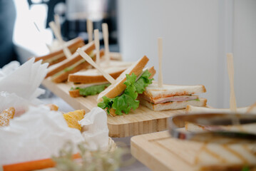 Delicacies and snacks at the buffet or banquet. Catering.