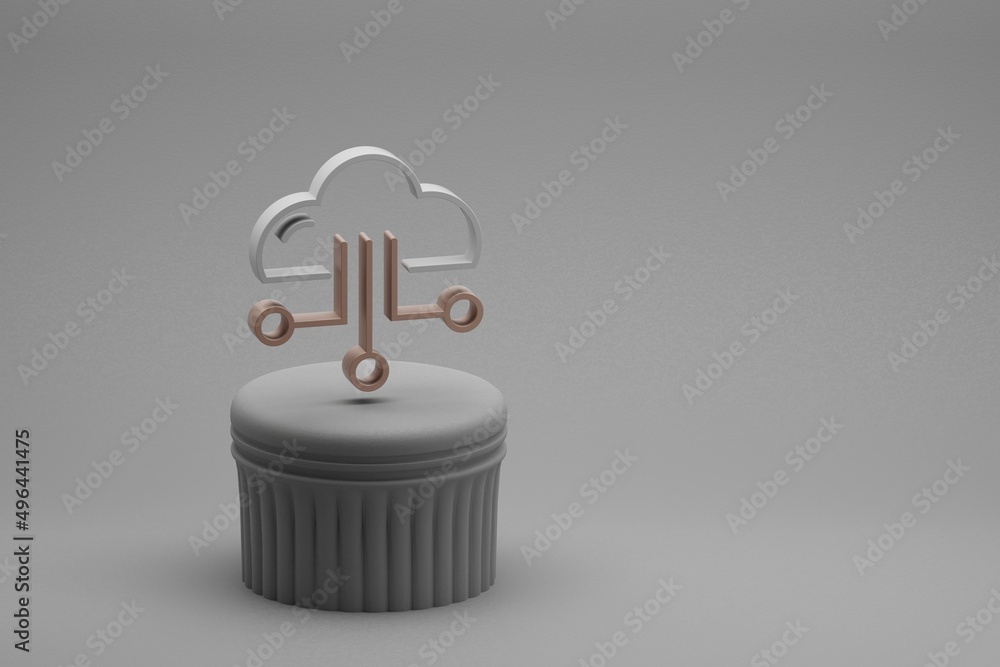 Fototapete beautiful abstract illustrations cloud symbol icons on a beton column and wonderful background. 3d r