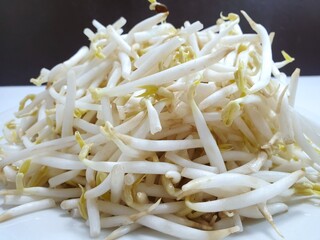 Selective focus of bean sprout as a background,Ready to eat or cooking, healthy food concept