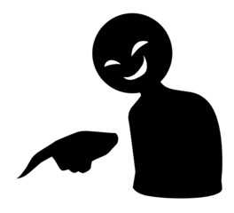 黒色のシルエットの指を指す見下すイメージのシルエット素材