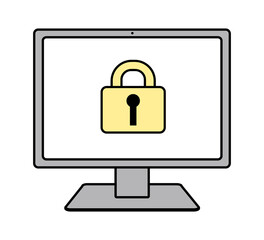 セキュリティーに守られてるイメージのパソコンのイラスト