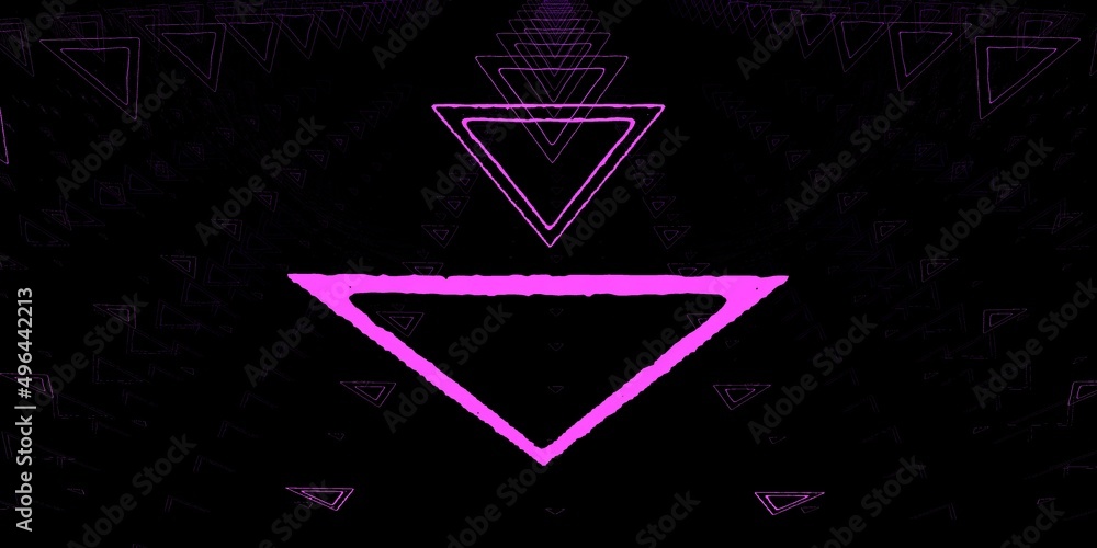 Poster pattern and triangle outlined design based on exploding pink sphere on a black background 3d illustr