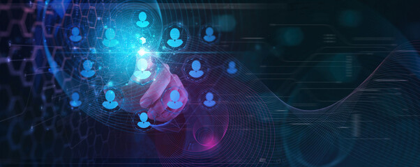 Metaverse digital cyber world technology concept businessman success working with his team as concept with virtual digital dashboard The real world with icons innovation technology future.
