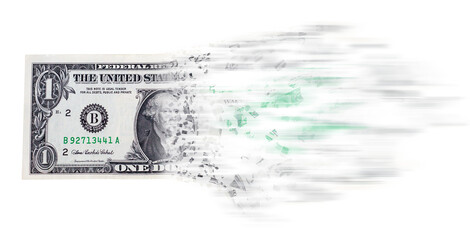 The collapse of the dollar on a white background.