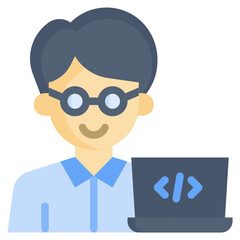 PROGRAMMER flat icon,linear,outline,graphic,illustration