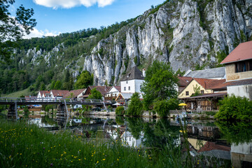 Idyllic view of the village of Markt Essing in Bavaria, Germany in the Altm&uuml;hltal on a sunny day in spring