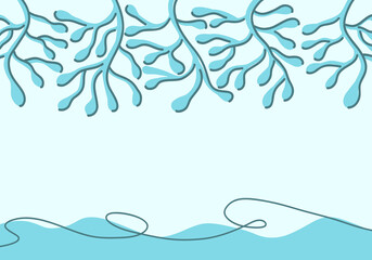 Abstract Modern hand-drawn background with tree branches and lines