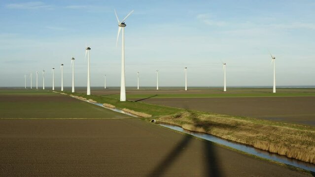 Wind turbines n field, Eemshaven, Netherlands