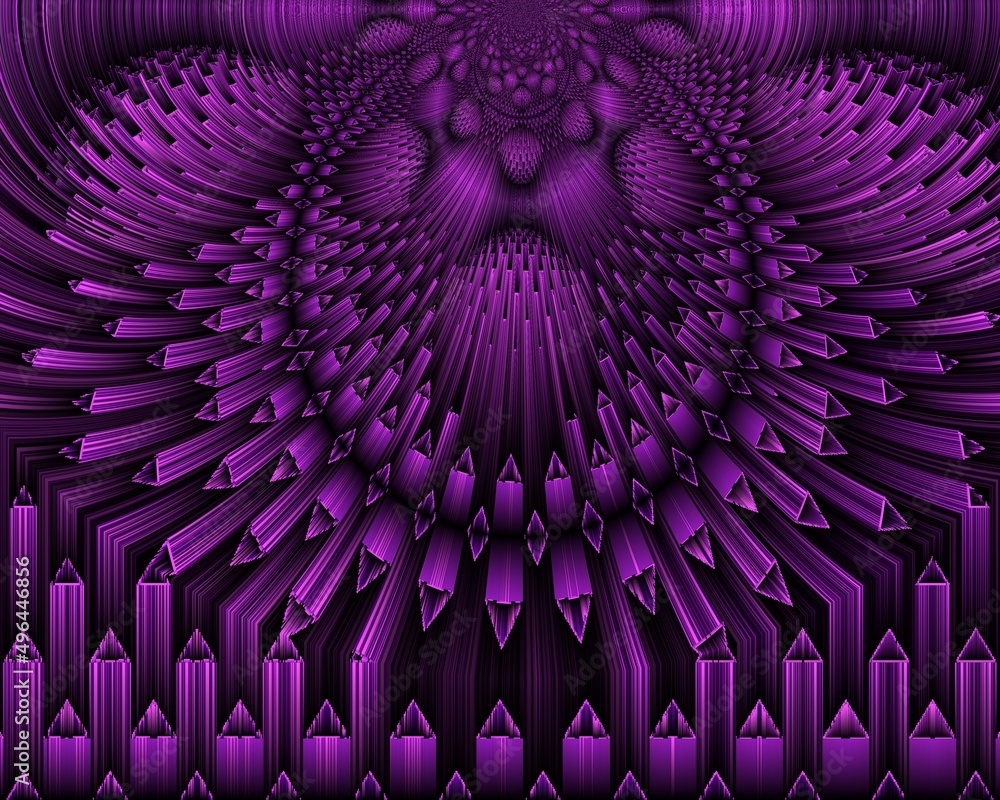 Poster pattern and design based on exploding pink sphere on a black background 3d illustration