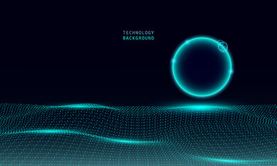 abstract wave technology background with blue light smooth and flow.