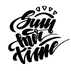 Summer time. Handwritten lettering on white background. illustration