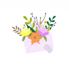 flowers in an envelope, a cute gift for a holiday, birthday or mothers day, womens day