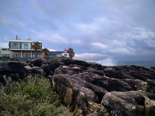 Stones on the shore.Cascais.Portugal.