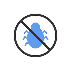 PC virus ban sign vector on white background