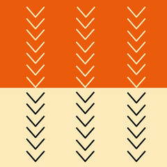 Simple black fir pattern on orange and beige background