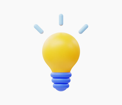 3d Realistic yellow lightbulb vector illustration.