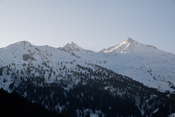 Fototapeta na wymiar Snow covered mountains in Vanoise National Park, French Alps