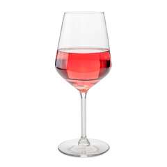 Goblet glass of rose wine, isolated on white, clipping path