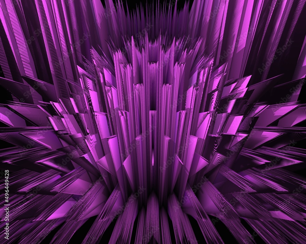 Poster pattern and design based on exploding pink sphere on a black background 3d illustration