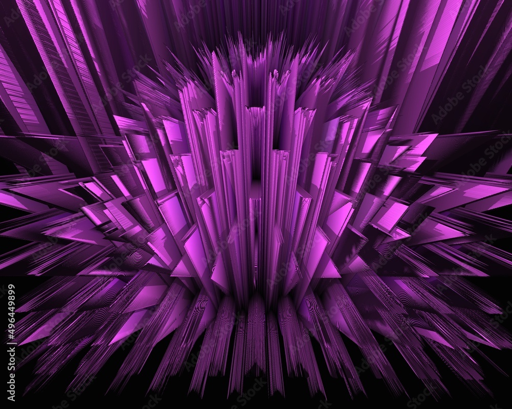 Poster pattern and design based on exploding pink sphere on a black background 3d illustration