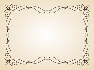Decorative frame. Vintage calligraphic antique border. Ornate calligraph rectangle frame filigree floral ornaments for framed certificate template
