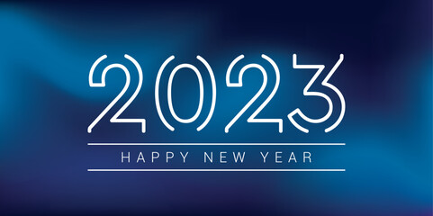happy new year blue holiday background 2023 with golden typography - obrazy, fototapety, plakaty