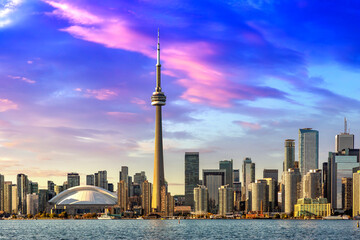 Toronto and CN Tower at sunset - obrazy, fototapety, plakaty