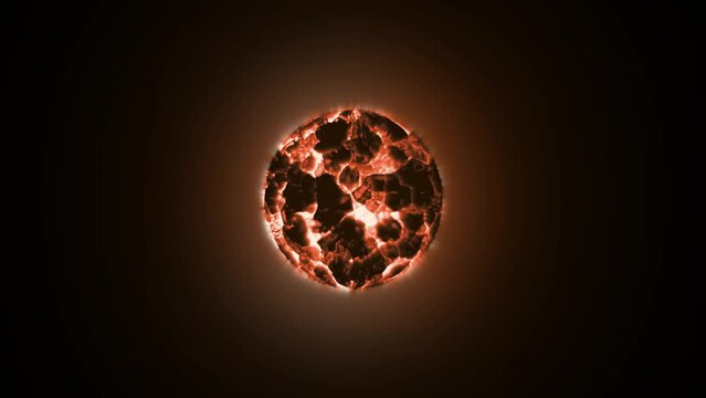 Abstract fire energy effect sphere on a black background.