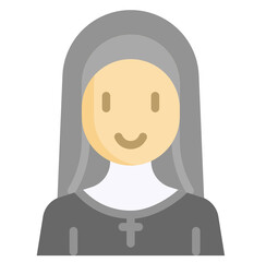 NUN flat icon,linear,outline,graphic,illustration