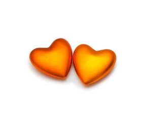 Two Red Hearts On The White Background