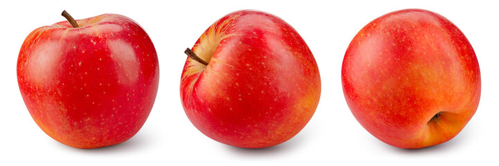Apple on white background. Red apple with yellow side isolated. Set of red appl with clipping path....