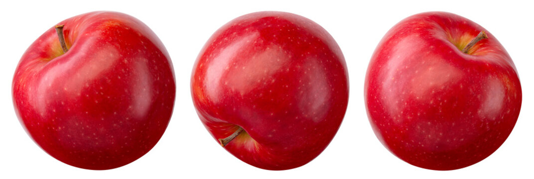 Red apple isolated. Apple on white background. Set of red appl with clipping path. Full depth of field.