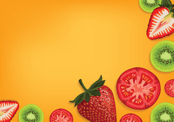 fresh fruit and vegetable background vector