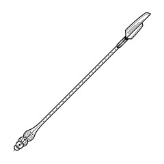 Abstract Black Simple Line Spear Weapon Doodle Outline Element Vector Design Style Sketch Isolated On White Background Illustration For War, Battle