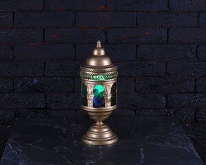 vintage arabic lamp on black background