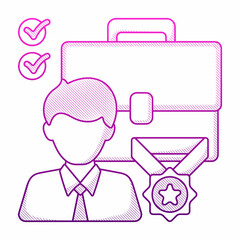 Career Concept illustration with hand drawn outline doodle style