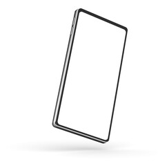 smartphone with blank screen isolated on white background