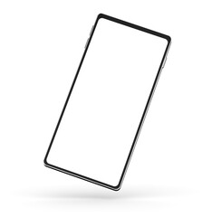 smartphone with blank screen isolated on white background