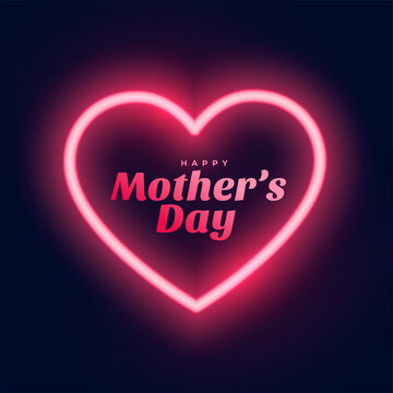 mothers day neon red heart background