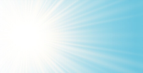 glowing light rays on sky blue background