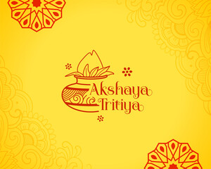 akshaya tritiya kalash yellow greeting card design