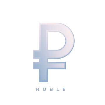 ruble symbol in soft color shades